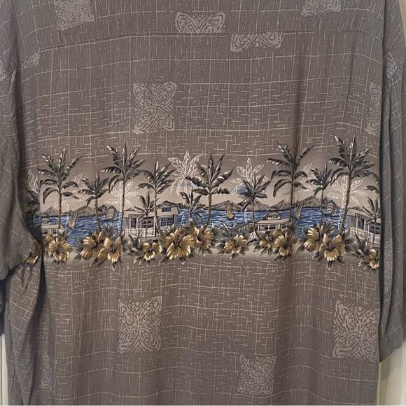 Vintage Pierre Cardin Rayon Tiki MCM Hawaiian Palm Tree Short Sleeve Shirt XL - Picture 6 of 8